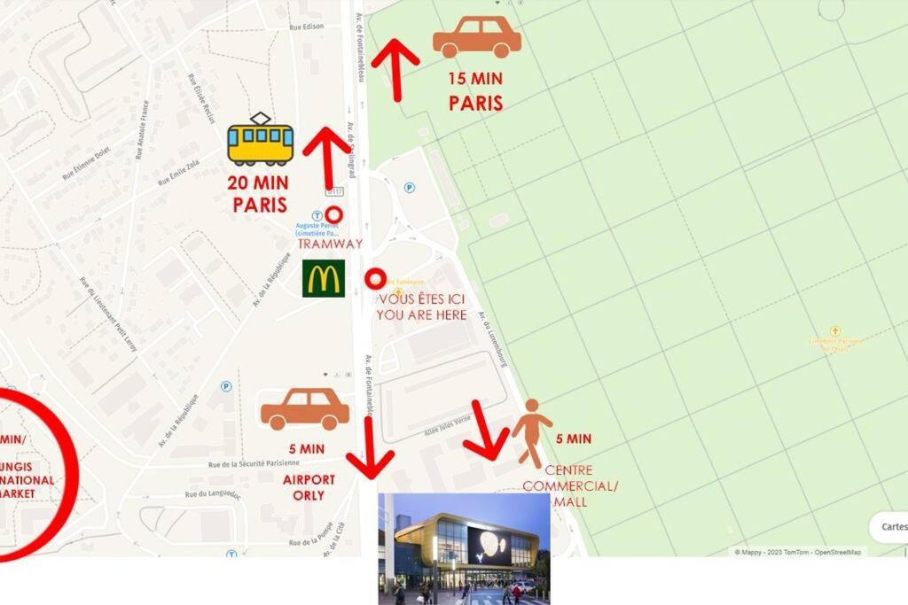 Appartement Paisible Et Bien Situe - Proche Aeroport D'Orly Et Tramway Pour Paris ティエ エクステリア 写真